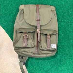Herschel Supply Company Olive Green Backpack with Brown Accents